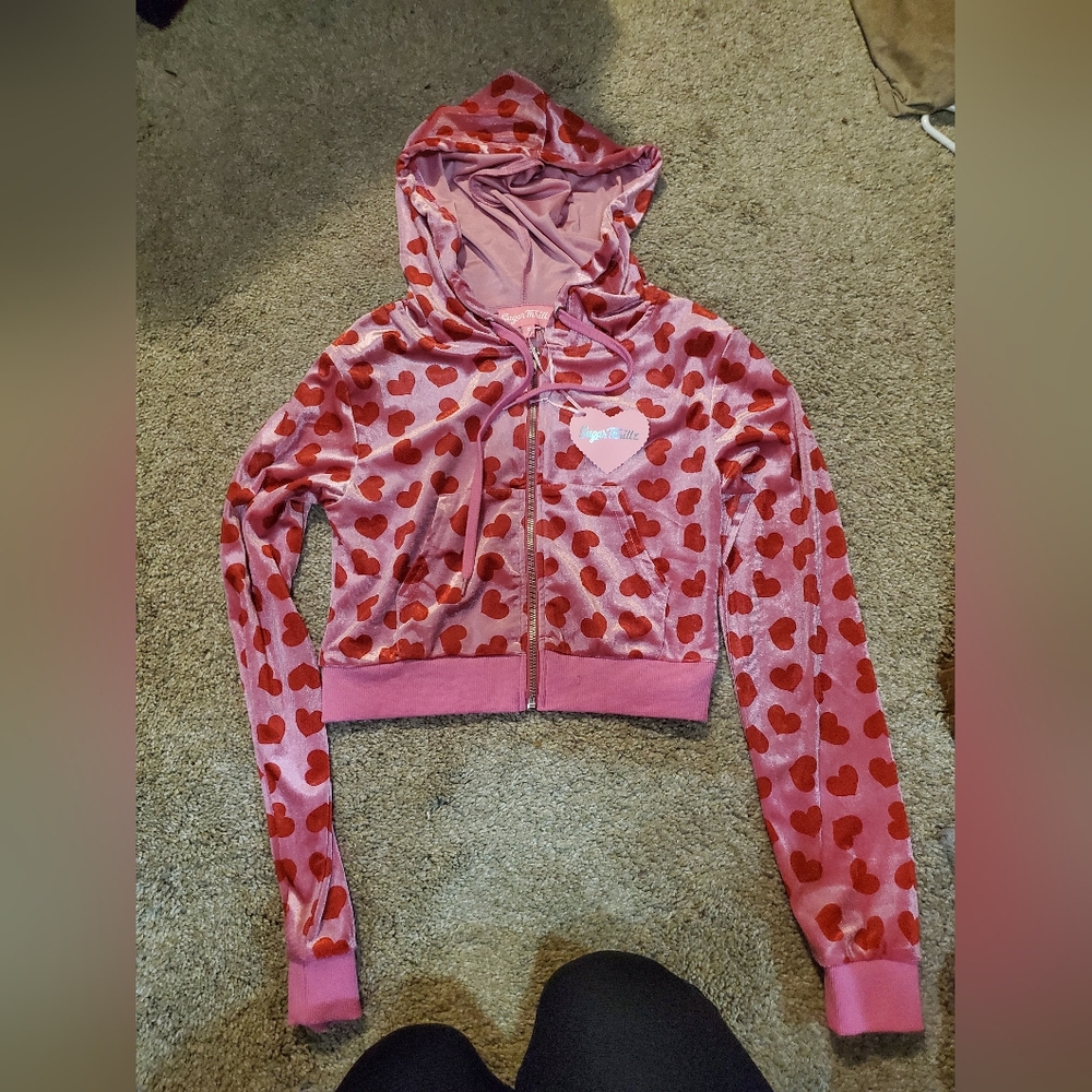 Sugar Thrillz Pink and Red Satin Hoodie